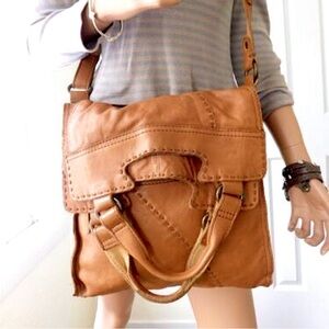 Lucky Brand Abbey Road Leather Fold-over Hobo Bag